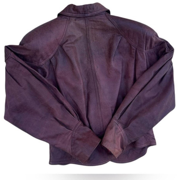 Vintage Winlit Burgundy Leather Wrap Belted Jacket – Women’s M – 80s Style - Picture 6 of 9